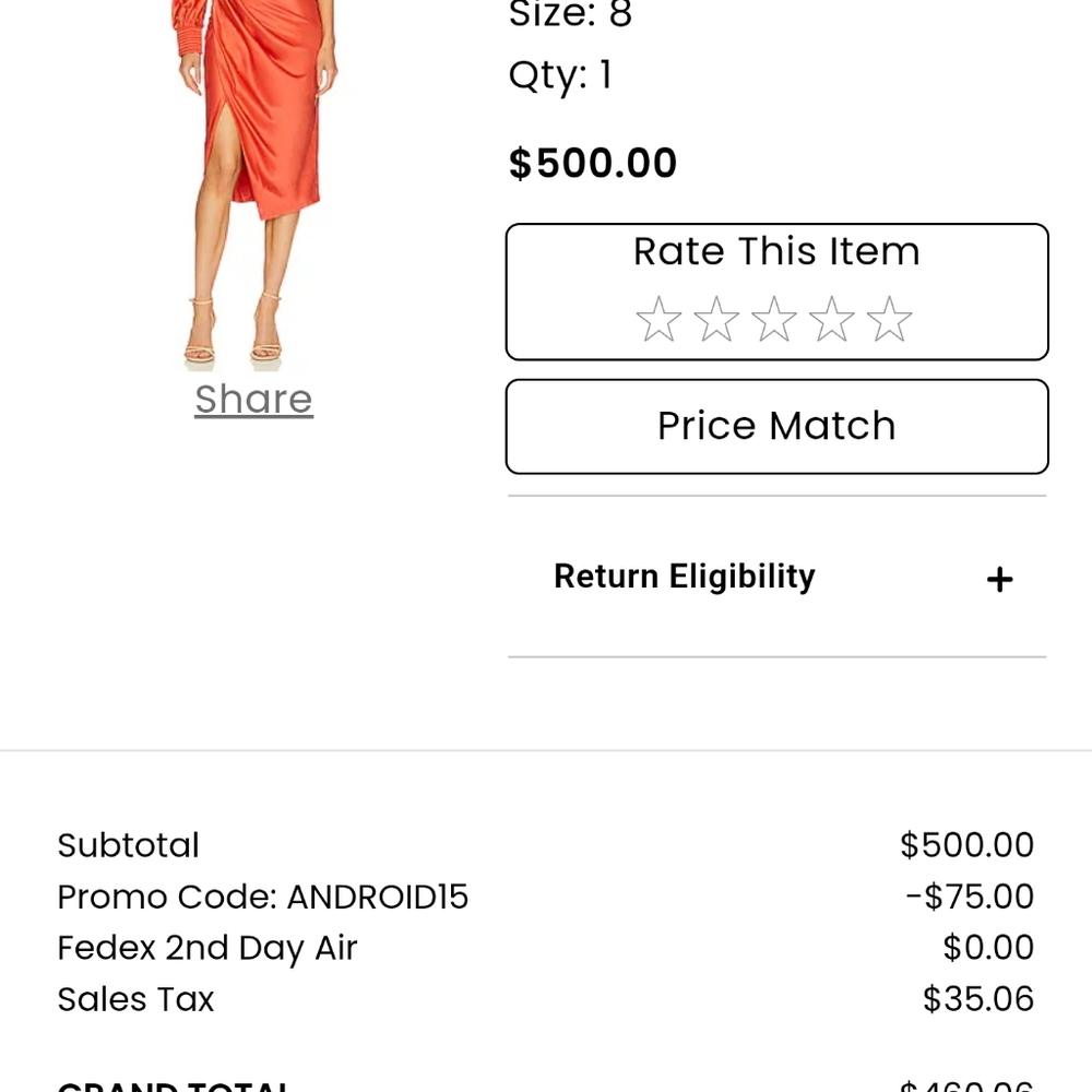Flame colored Zhivago dress